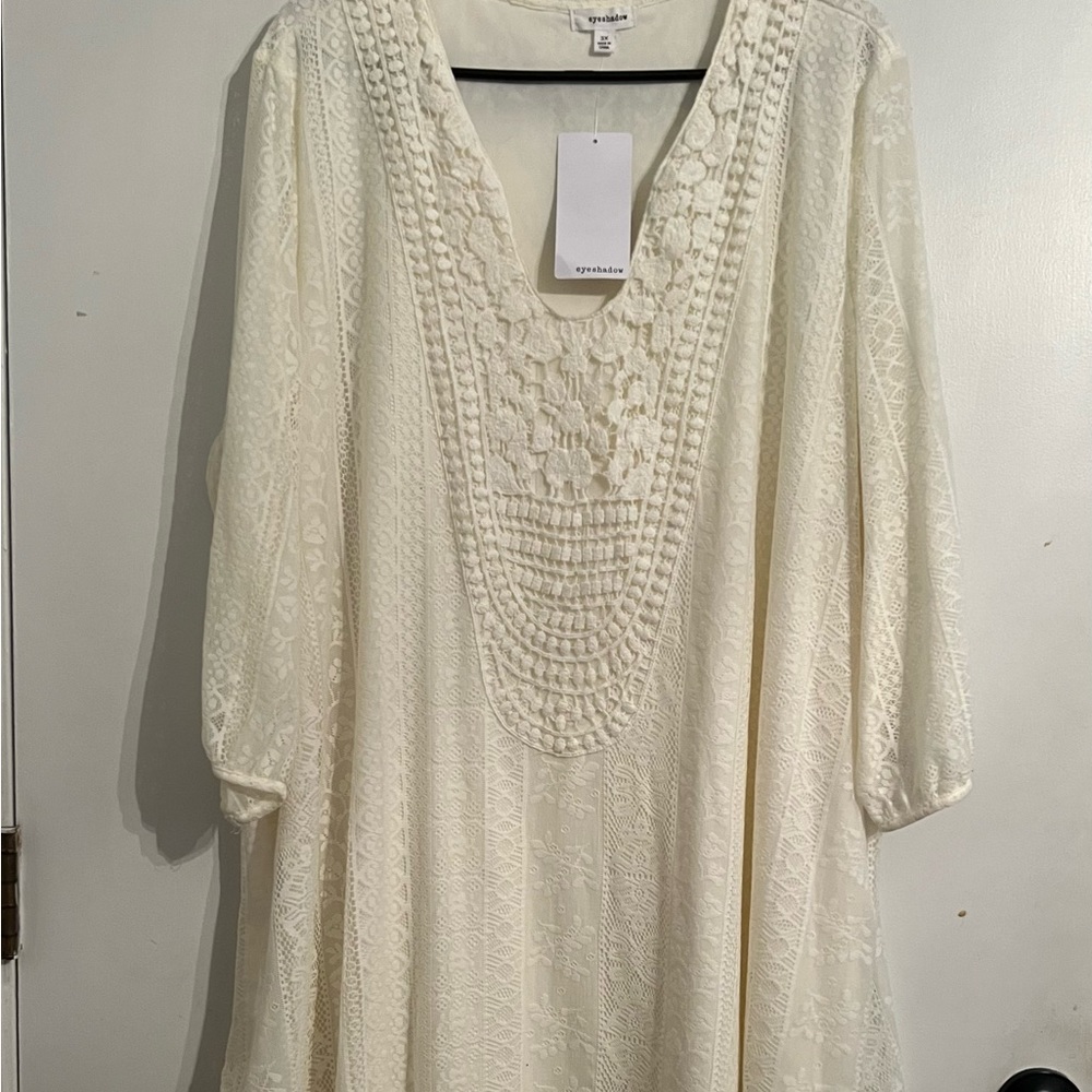 Ivory knee length lace dress